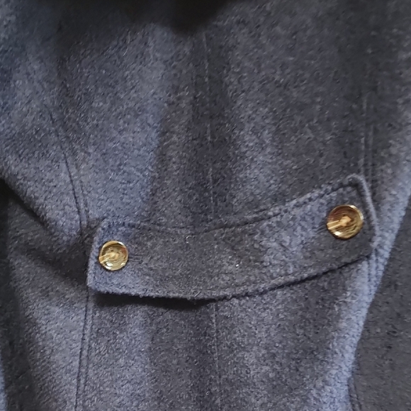 Calvin Klein Blue Wool Blend Coat Faux Fur Hood Winter Jacket - Picture 7 of 10